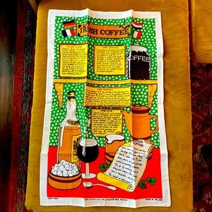 Irish Linen Tea Towel Irish Coffee Theme ☘️